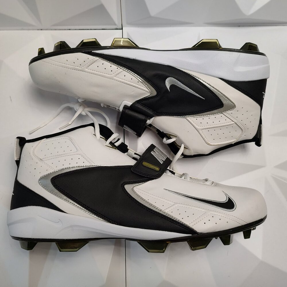 Nike Men's Football Cleats 18 White Black Shoe Lacrosse Air Zoom Boss Shark